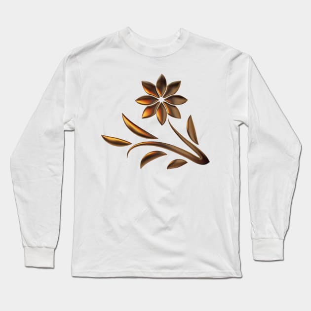 bronze colored abstract flower Long Sleeve T-Shirt by Made the Cut